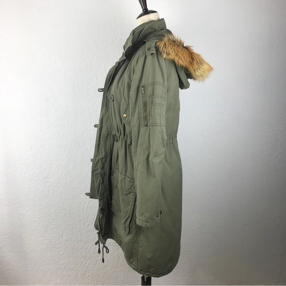 H&M Jackets & Coats Hm Olive Green Utility Trench Parka Coat